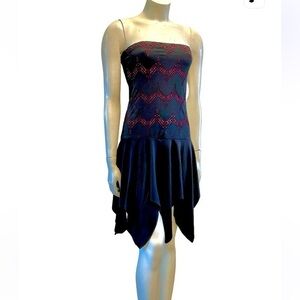 Fairweather Chic Strapless Black and Pink Pretty Dress